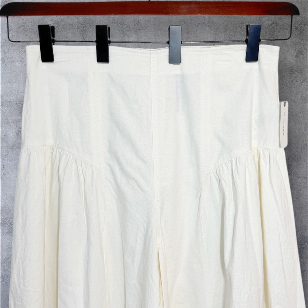 Anthropologie Linen White Extended Waist Gaucho Pants 12 NWT - Picture 7 of 13